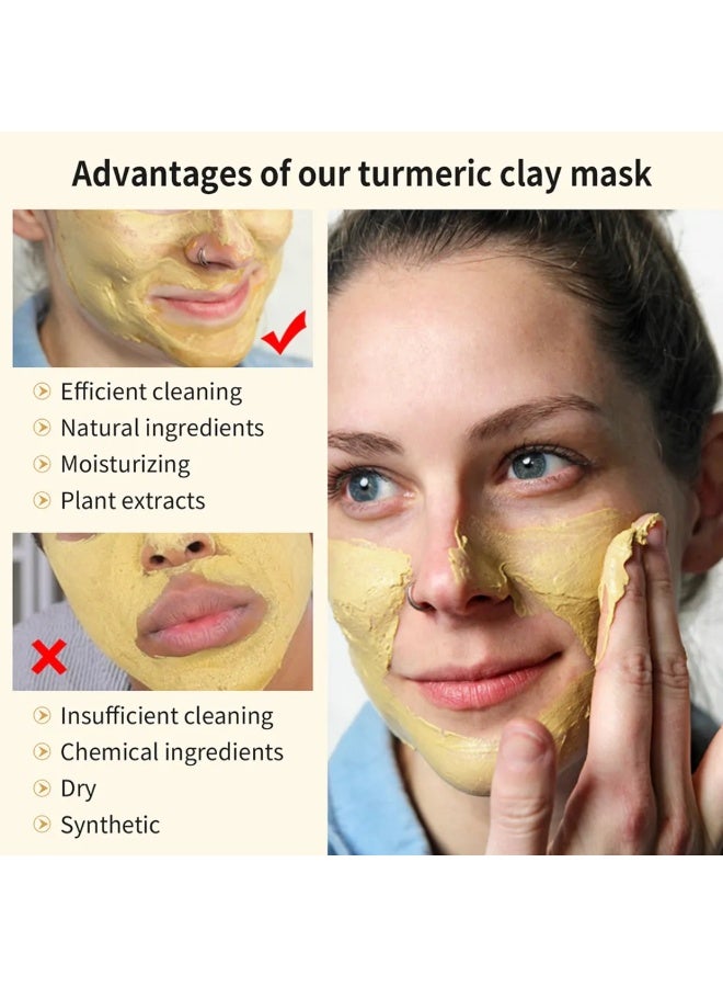 GUANJING 120g Turmeric Clay Mask Detoxifies Pores Removes Blackheads and Acne Anti Aging Oil Control Whitening and Deep Nourishment Facial Mask Moisturizing Skin Repair Cleansing Face Mask - Image 3